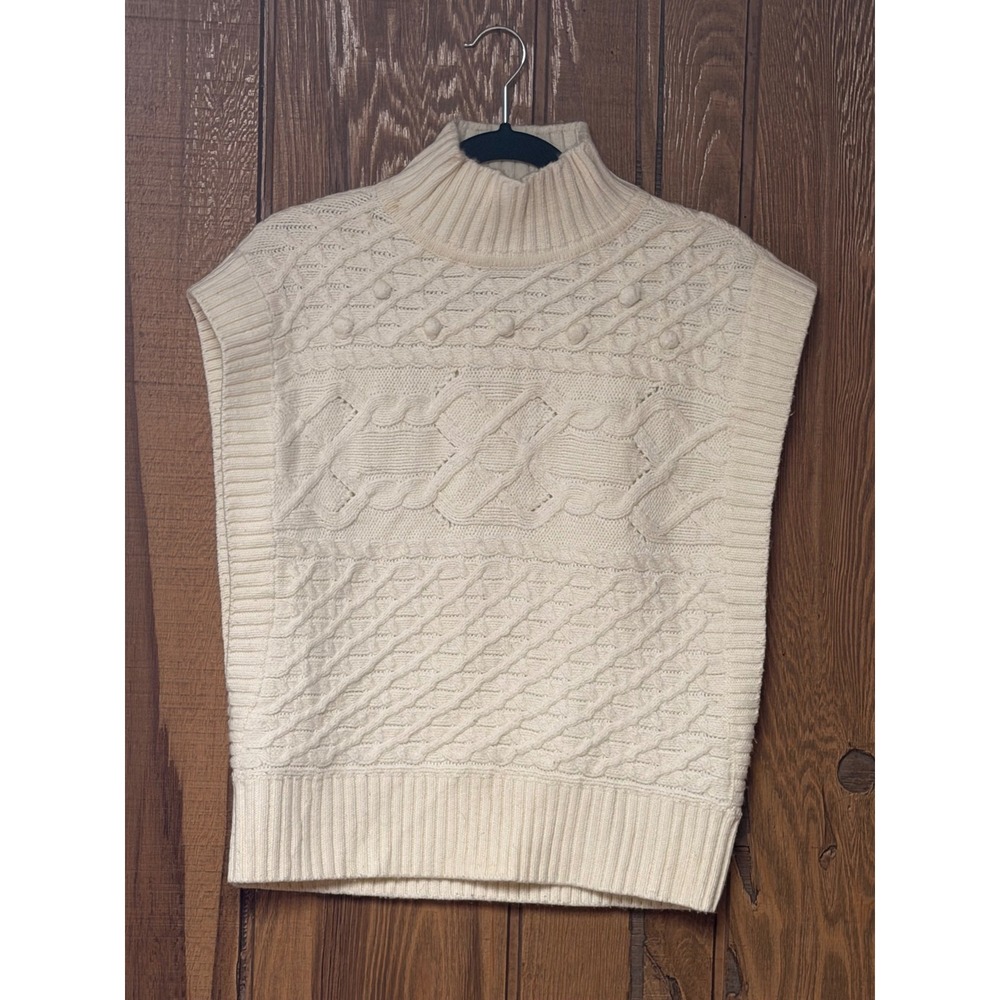 INC International Concepts Cream Cable Knit Mock Neck Sweater Vest XL